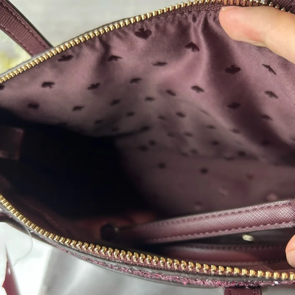NWT Kate Spade burgundy glitter crossbody bag